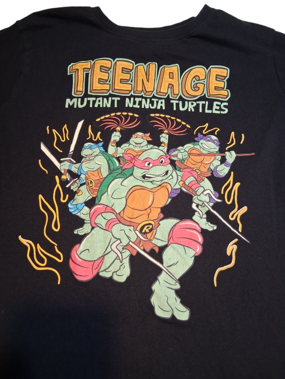 Teenage Mutant Ninja Turtles Black Graphic T-Shirt Large Retro Y2k Casual Pop - Picture 3 of 8